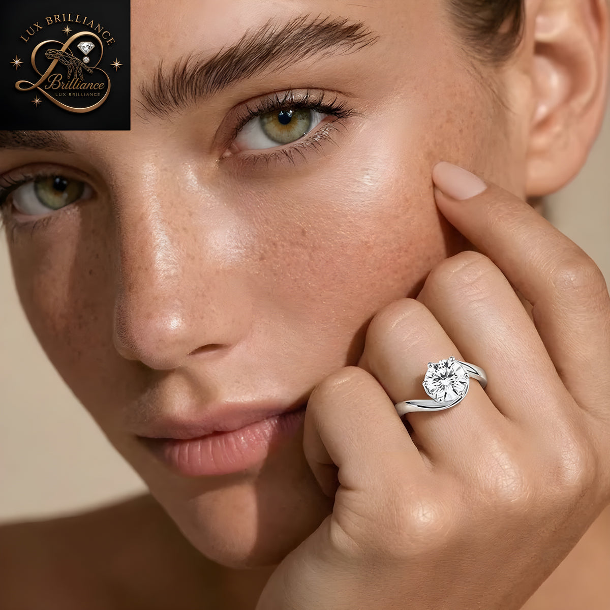 Round Cut Diamond Bypass Swirl Solitaire Engagement Ring |18K Rose Gold promise ring for ring