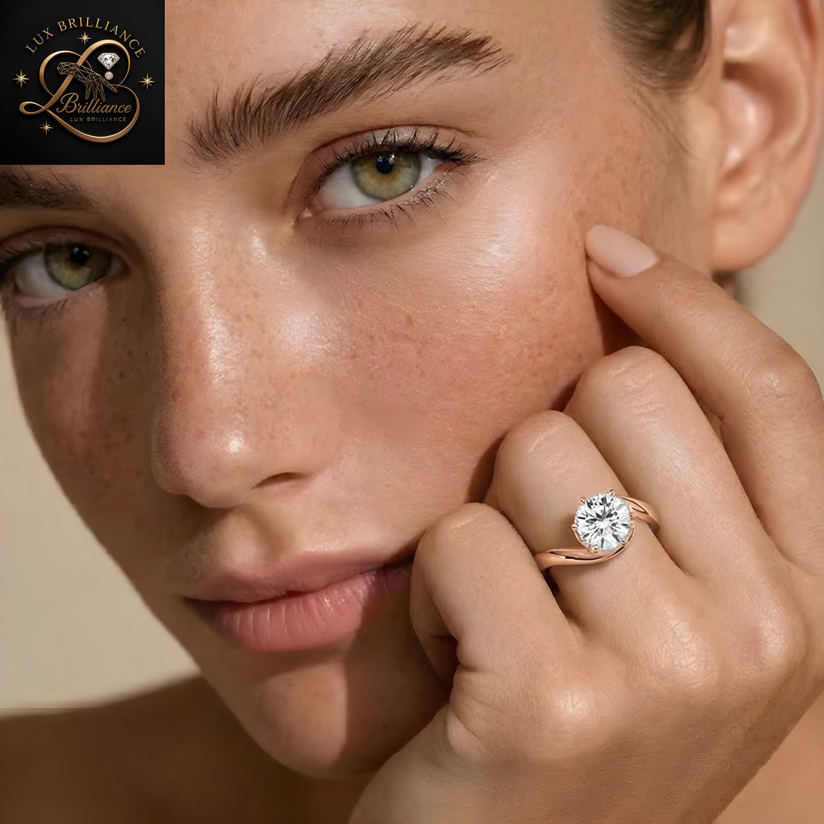 Round Cut Diamond Bypass Swirl Solitaire Engagement Ring |18K Rose Gold promise ring for ring