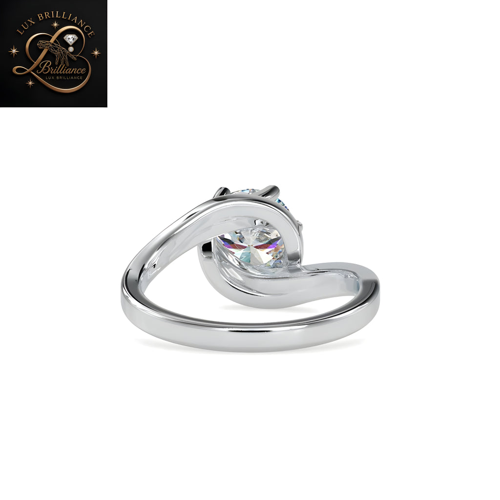 Round Cut Diamond Bypass Swirl Solitaire Engagement Ring |18K Rose Gold promise ring for ring