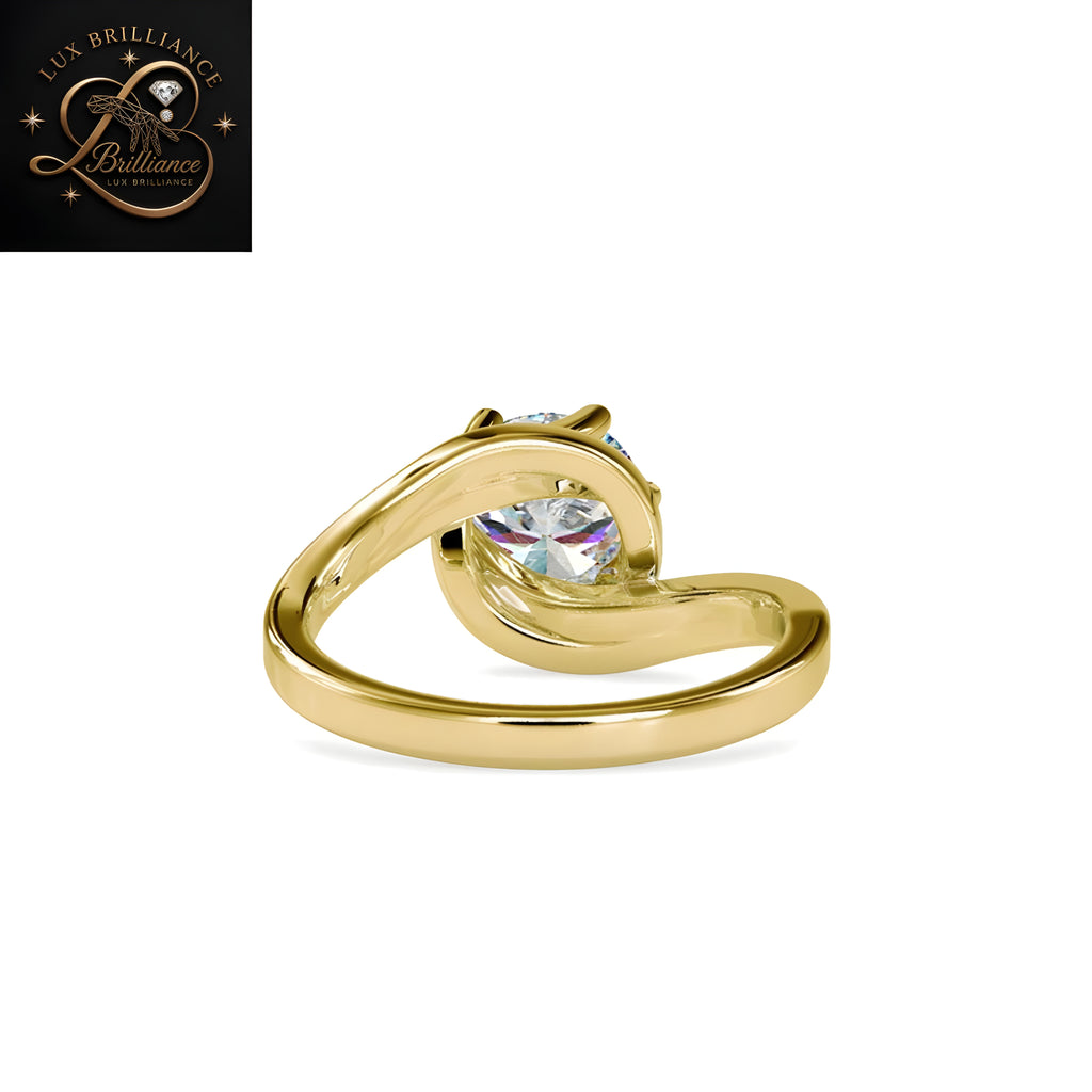 Round Cut Diamond Bypass Swirl Solitaire Engagement Ring |18K Rose Gold promise ring for ring