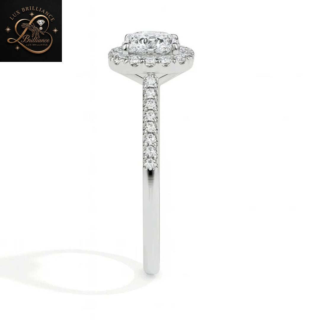 Cushion Cut Diamond Halo Engagement Ring | 18K  Yellow Gold Promise Ring | Gift For Her