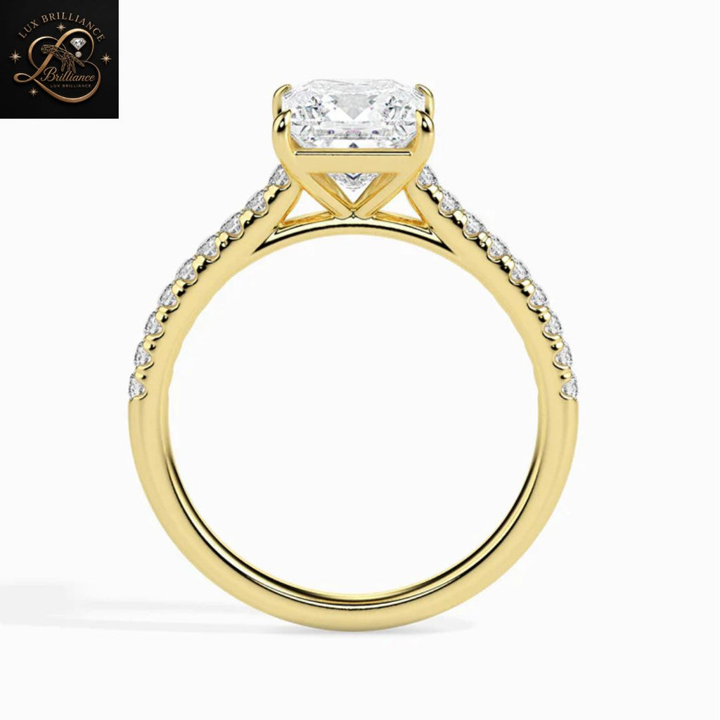 Princess Cut Diamond Pavé Engagement Ring | 18K Rose Gold wedding ring for her