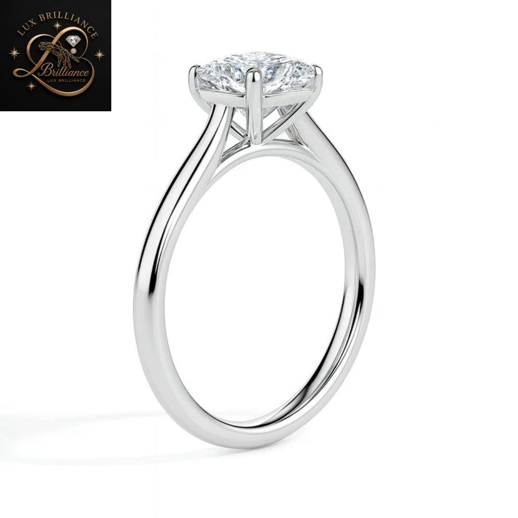 Cushion Cut Diamond Solitaire Engagement Ring| 18K Yellow Gold or White Gold  surprise ring for her