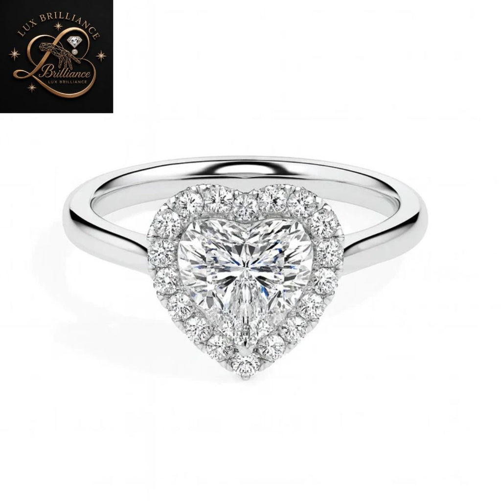 Heart Cut Diamond Halo Wedding Ring | 18K  Yellow Gold | Promise Ring| gift for her