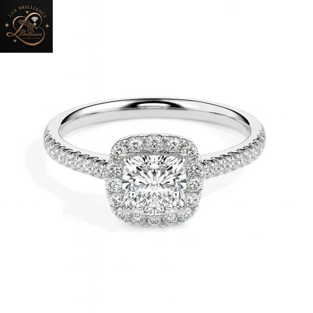 Cushion Cut Diamond Halo Engagement Ring | 18K  Yellow Gold Promise Ring | Gift For Her