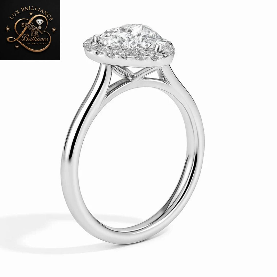 Heart Cut Diamond Halo Wedding Ring | 18K  Yellow Gold | Promise Ring| gift for her