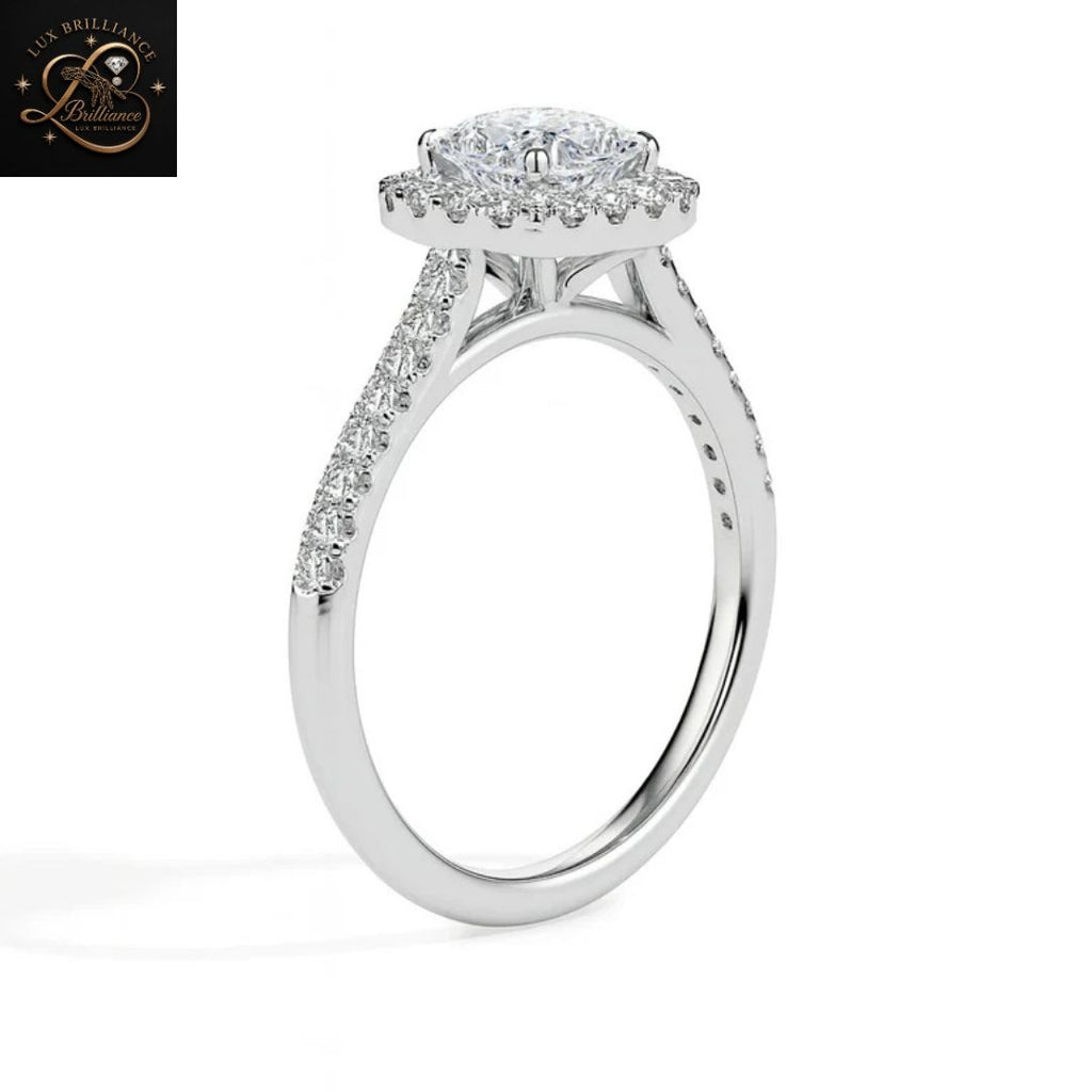 Cushion Cut Diamond Halo Engagement Ring | 18K  Yellow Gold Promise Ring | Gift For Her