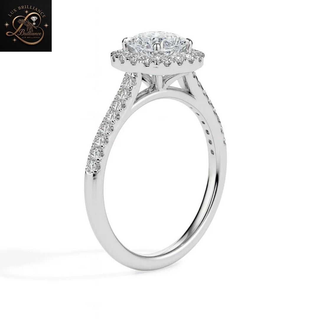 Cushion Cut Diamond Halo Engagement Ring | 18K  Yellow Gold Promise Ring | Gift For Her