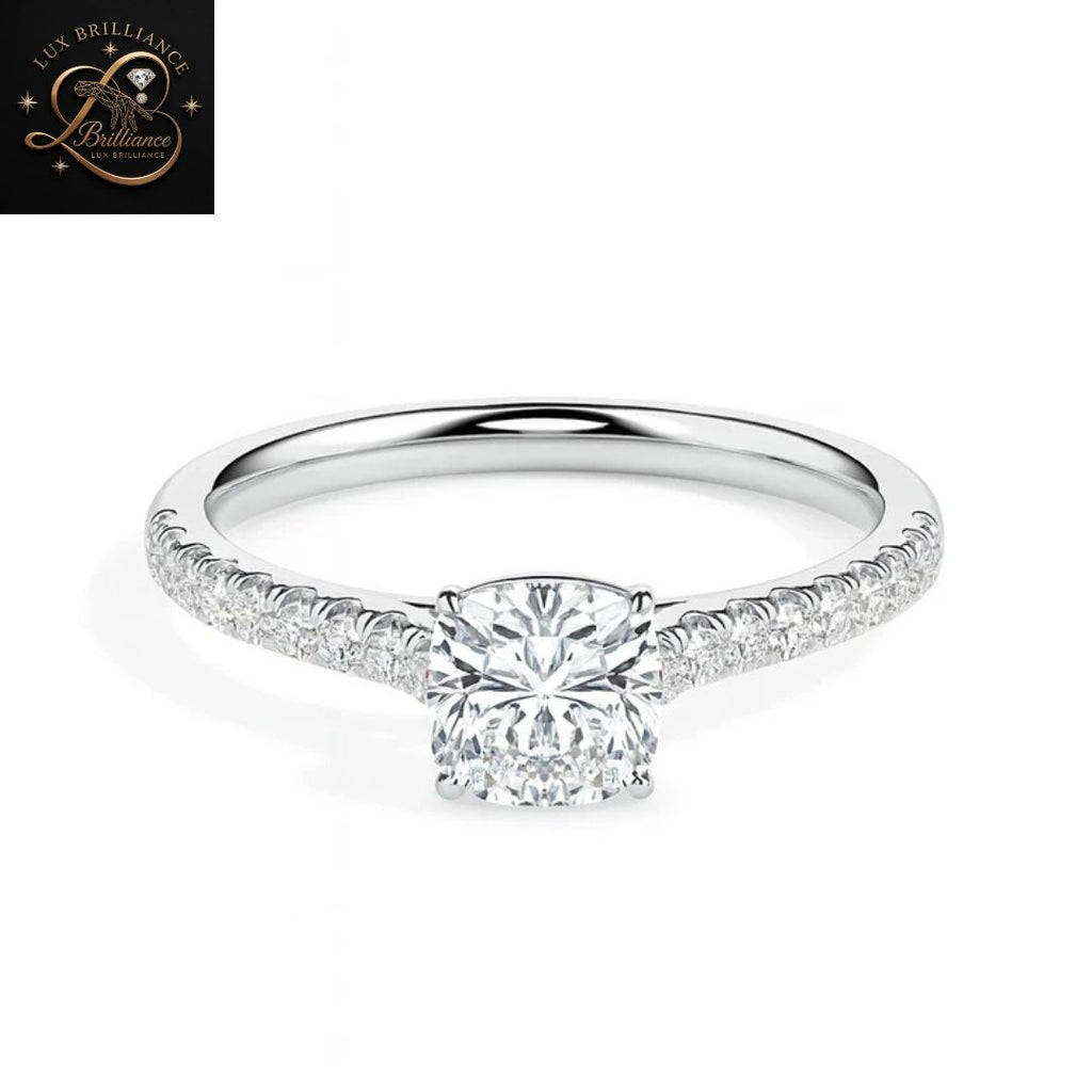 Cushion Cut Diamond Bridal Ring | 18K  Yellow Gold Promise Ring | Gift For Her