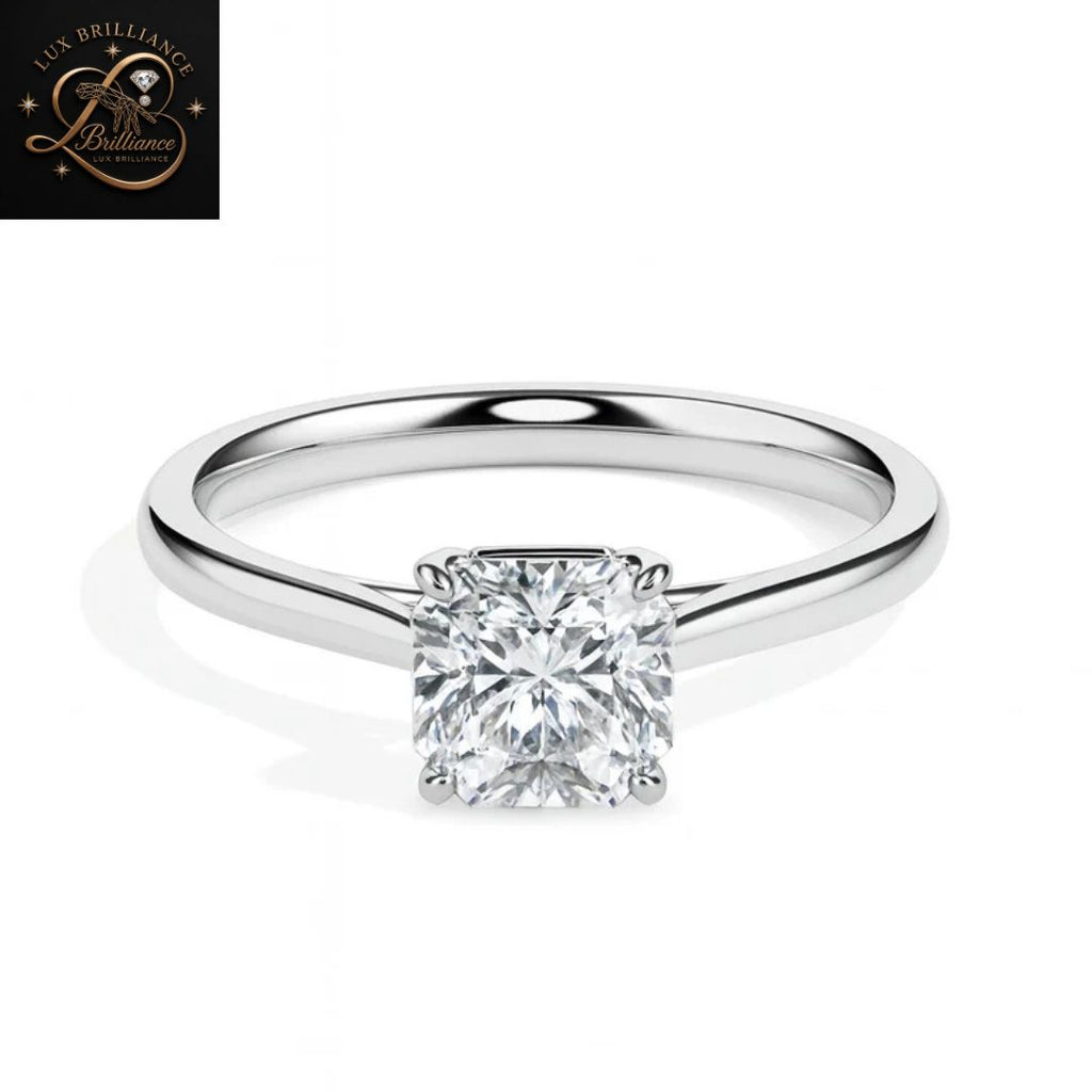 Cushion Cut Diamond Solitaire Engagement Ring| 18K Yellow Gold or White Gold  surprise ring for her