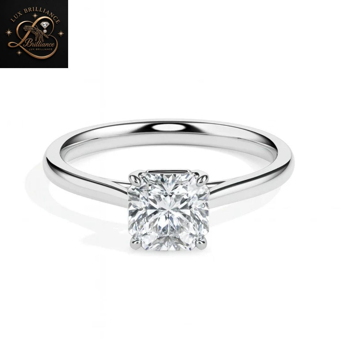 Cushion Cut Diamond Solitaire Engagement Ring| 18K Yellow Gold or White Gold  surprise ring for her