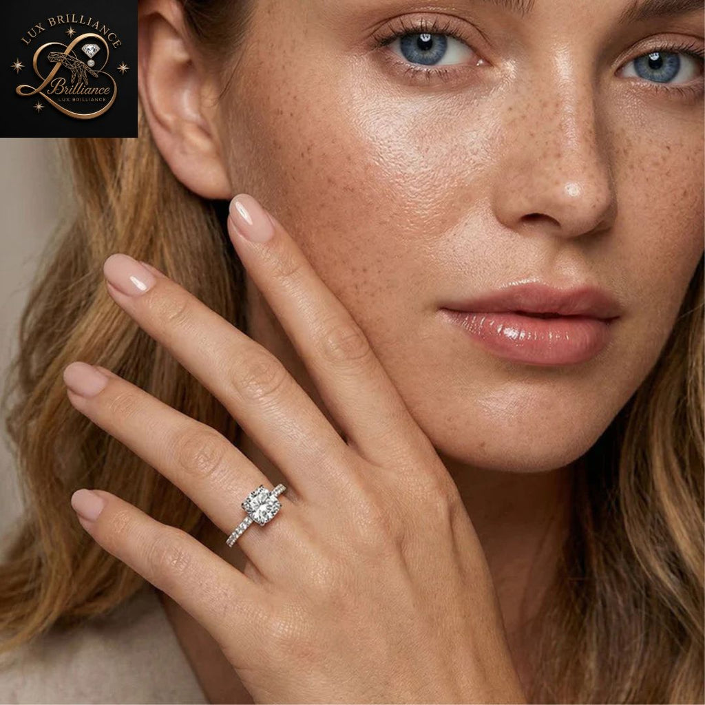 Cushion Cut Diamond Bridal Ring | 18K  Yellow Gold Promise Ring | Gift For Her