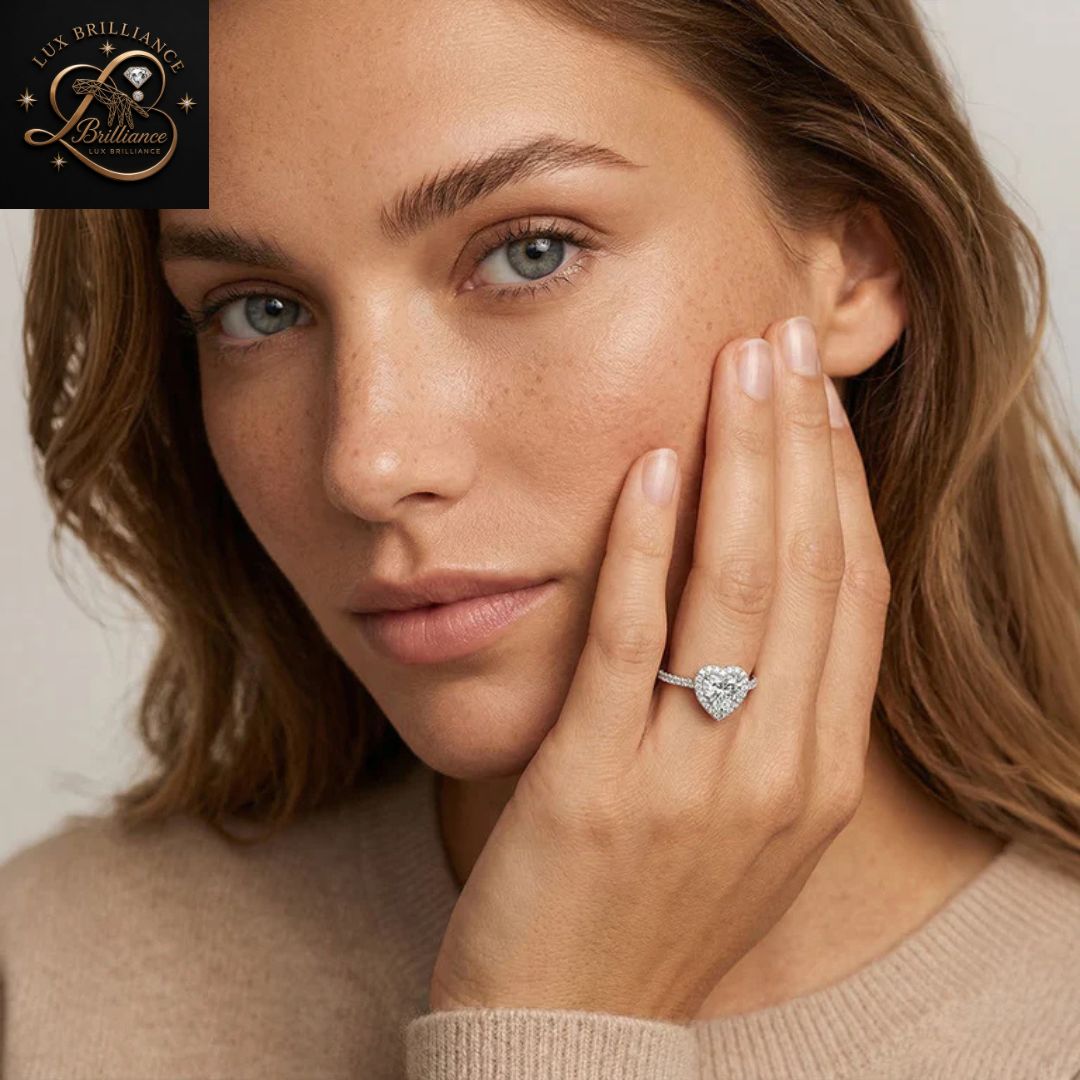 Heart Cut Diamond Halo Anniversary Ring | 18K Yellow Gold | promise Ring For Her