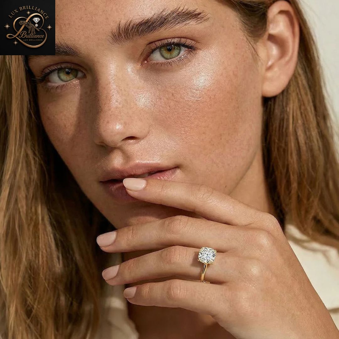 Cushion Cut Diamond Solitaire Engagement Ring| 18K Yellow Gold or White Gold  surprise ring for her