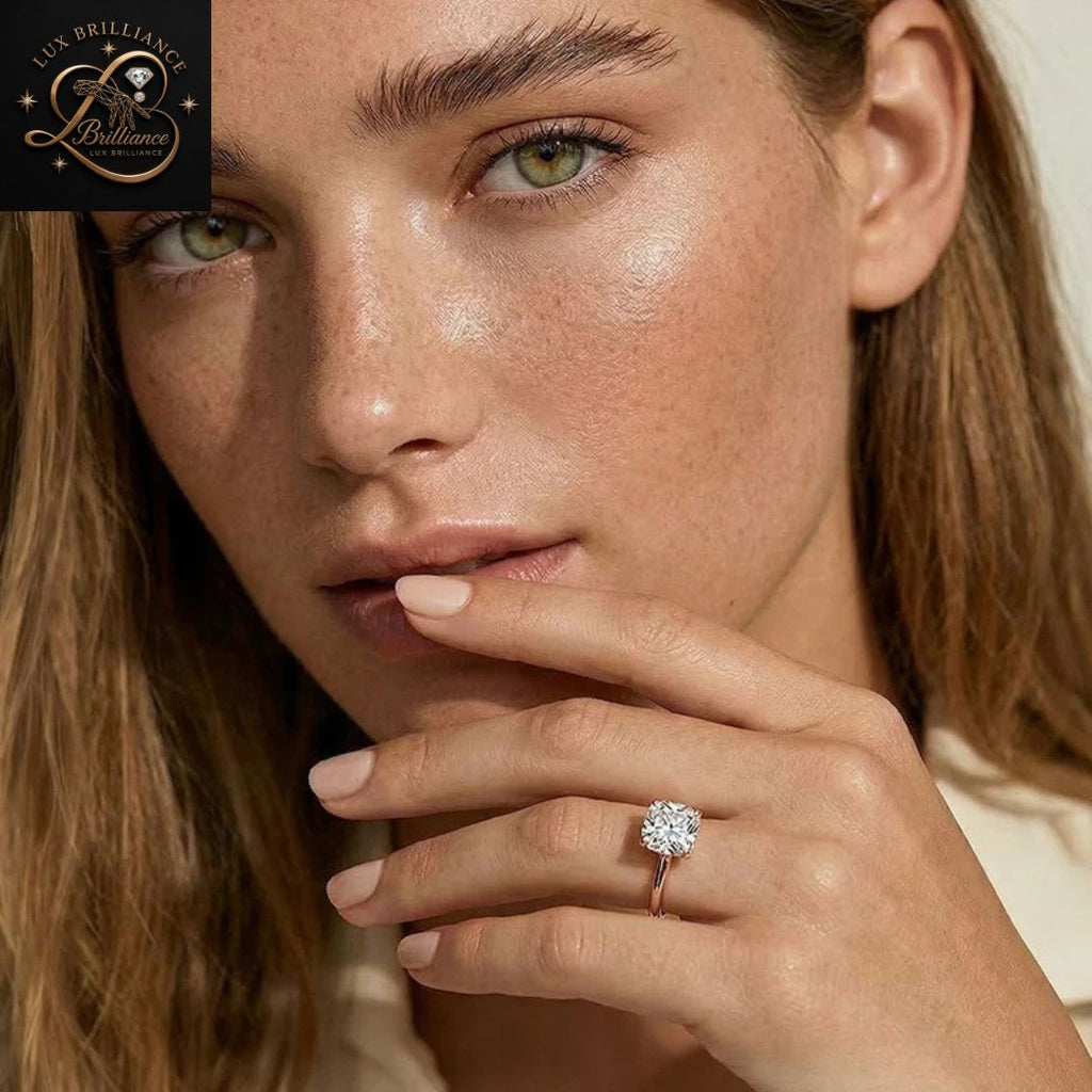 Cushion Cut Diamond Solitaire Engagement Ring| 18K Yellow Gold or White Gold  surprise ring for her