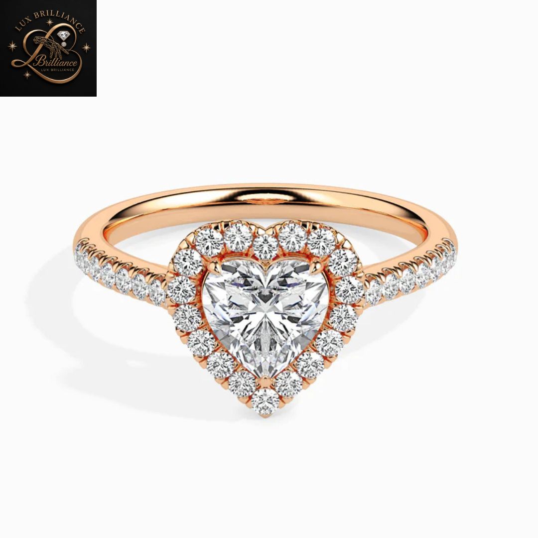 Heart Cut Diamond Halo Anniversary Ring | 18K Yellow Gold | promise Ring For Her