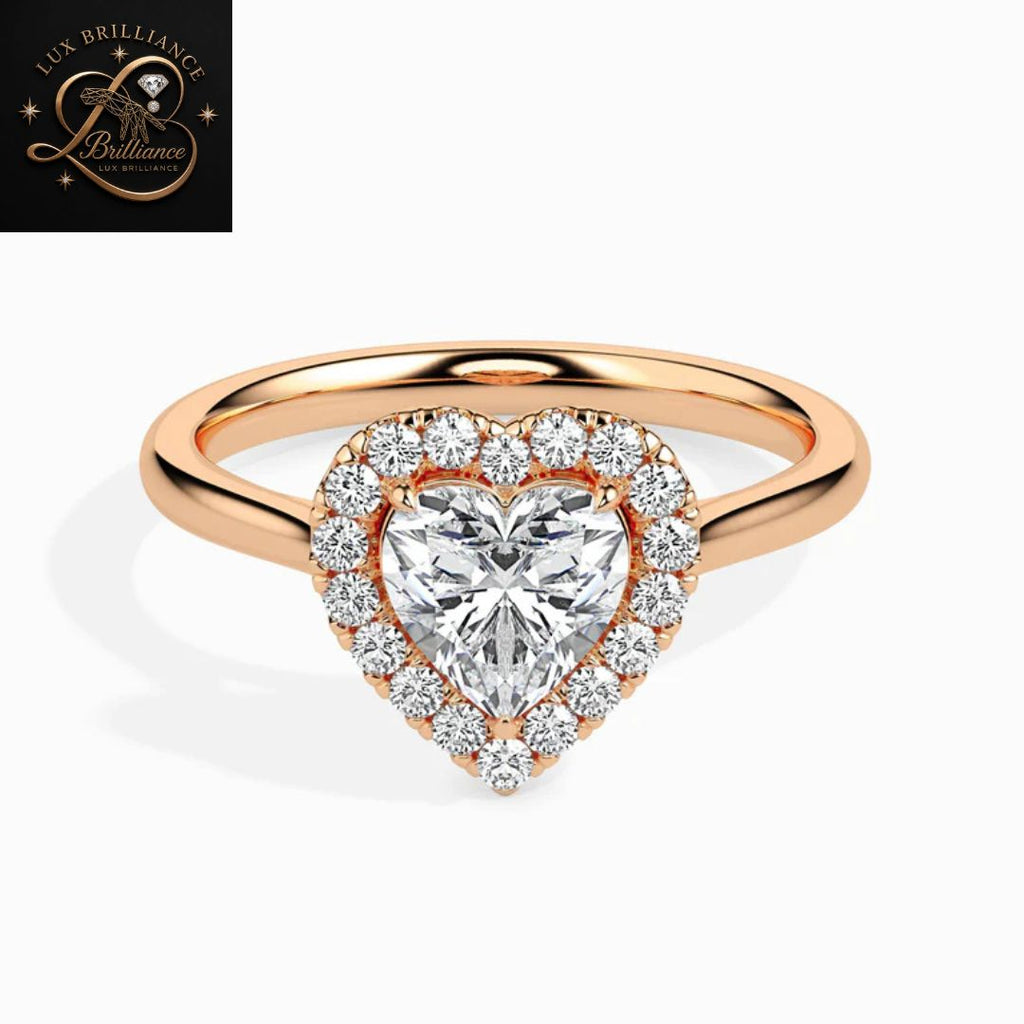 Heart Cut Diamond Halo Wedding Ring | 18K  Yellow Gold | Promise Ring| gift for her