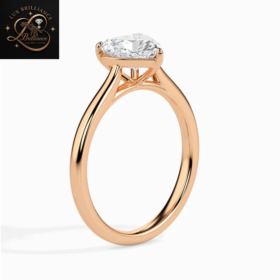 Heart Cut Diamond Solitaire Engagement Ring | 18K  Yellow Gold | |Bridal Ring
