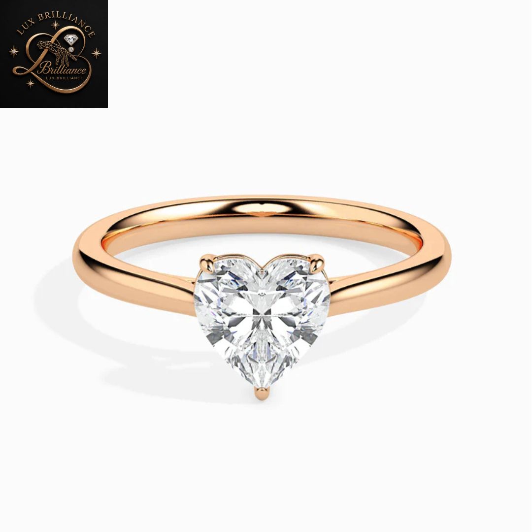 Heart Cut Diamond Solitaire Engagement Ring | 18K  Yellow Gold | |Bridal Ring