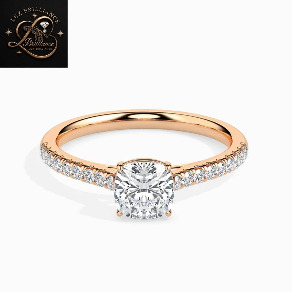 Cushion Cut Diamond Bridal Ring | 18K  Yellow Gold Promise Ring | Gift For Her