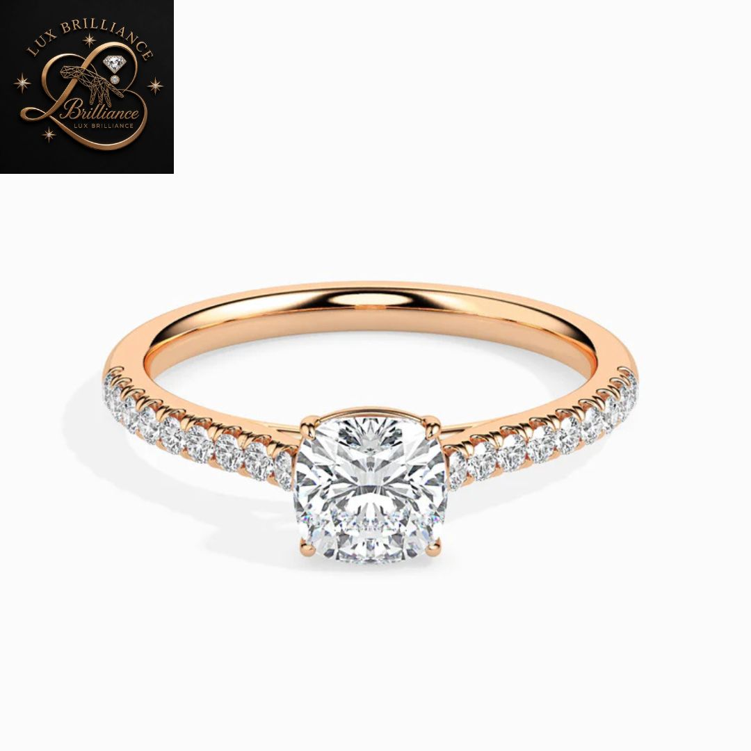 Cushion Cut Diamond Bridal Ring | 18K  Yellow Gold Promise Ring | Gift For Her