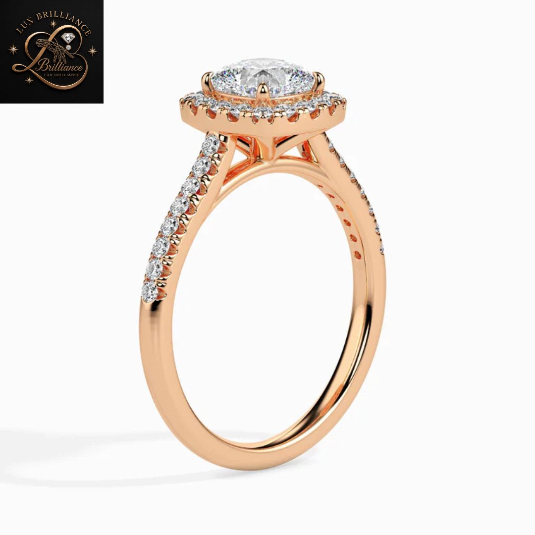 Cushion Cut Diamond Halo Engagement Ring | 18K  Yellow Gold Promise Ring | Gift For Her
