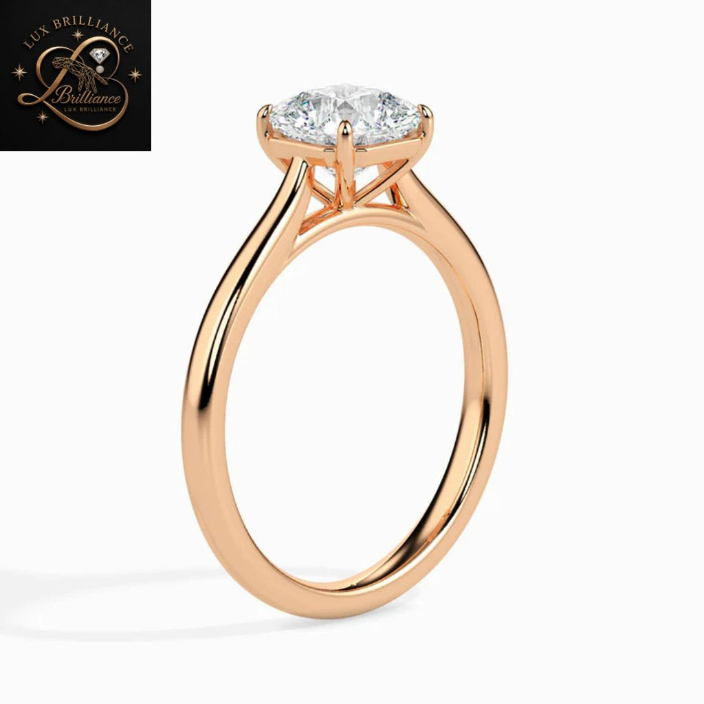 Cushion Cut Diamond Solitaire Engagement Ring| 18K Yellow Gold or White Gold  surprise ring for her