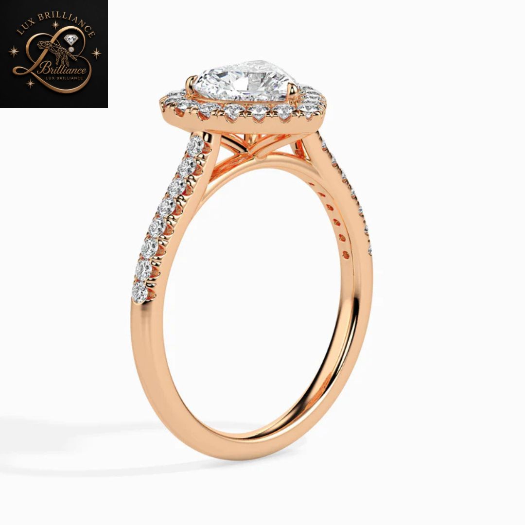 Heart Cut Diamond Halo Anniversary Ring | 18K Yellow Gold | promise Ring For Her