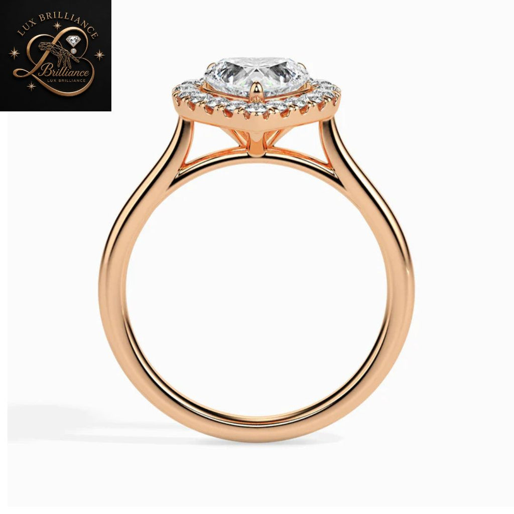 Heart Cut Diamond Halo Wedding Ring | 18K  Yellow Gold | Promise Ring| gift for her