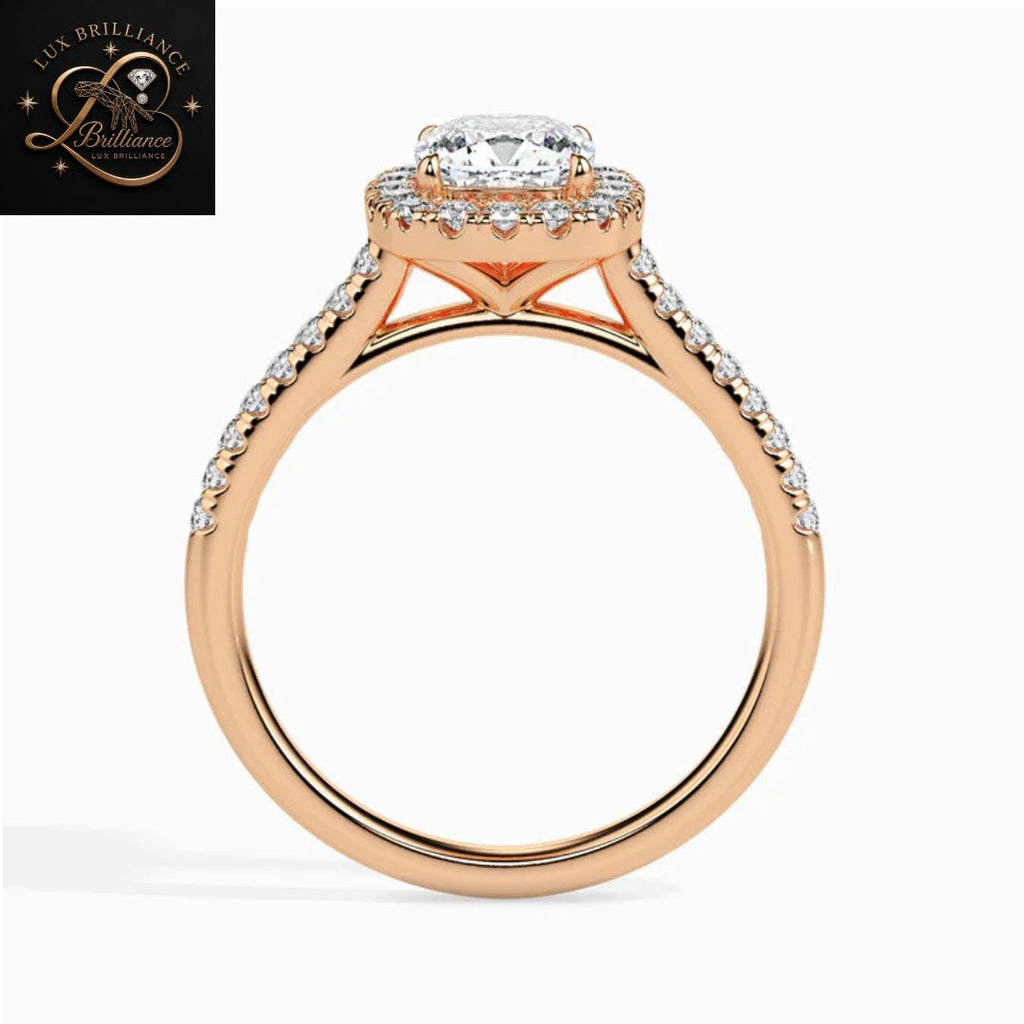 Cushion Cut Diamond Halo Engagement Ring | 18K  Yellow Gold Promise Ring | Gift For Her