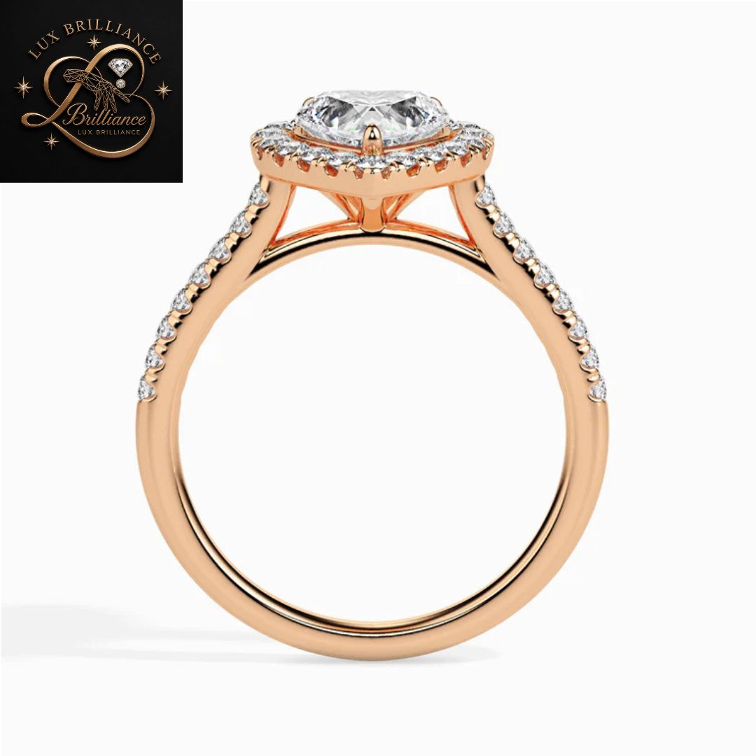 Heart Cut Diamond Halo Anniversary Ring | 18K Yellow Gold | promise Ring For Her