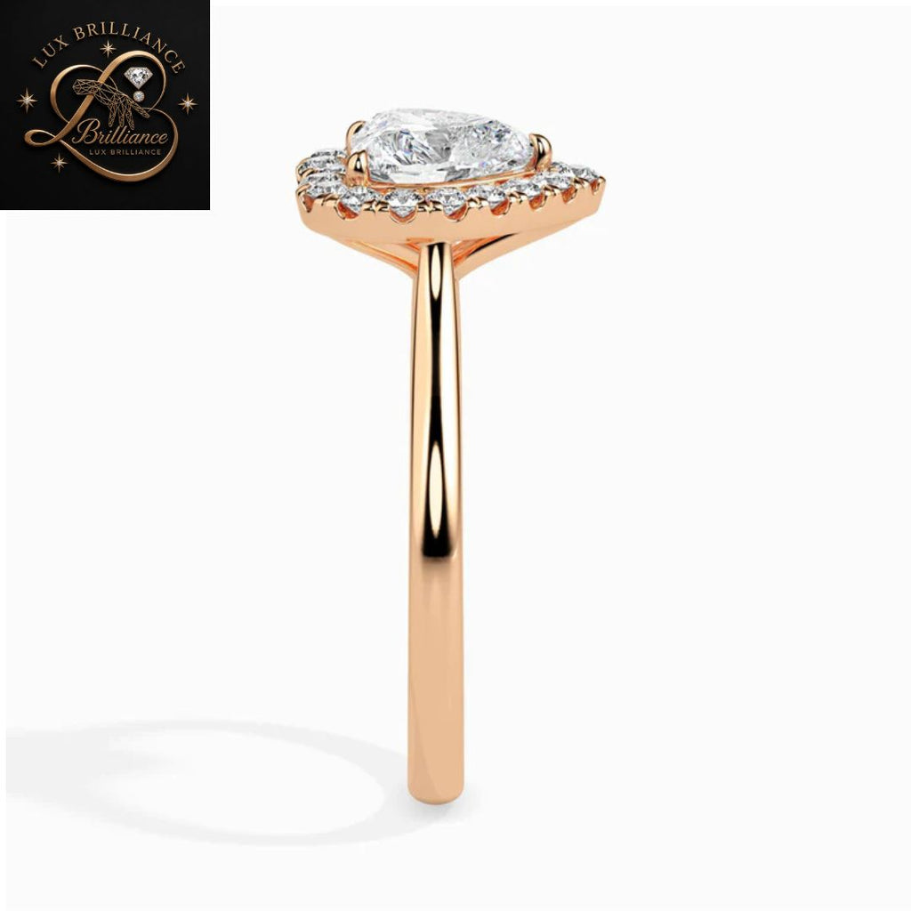 Heart Cut Diamond Halo Wedding Ring | 18K  Yellow Gold | Promise Ring| gift for her