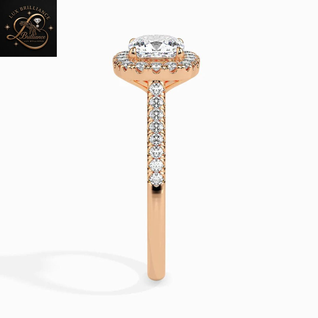 Cushion Cut Diamond Halo Engagement Ring | 18K  Yellow Gold Promise Ring | Gift For Her