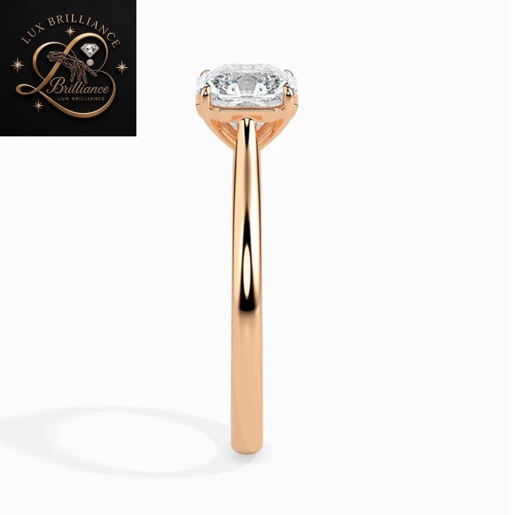 Cushion Cut Diamond Solitaire Engagement Ring| 18K Yellow Gold or White Gold  surprise ring for her