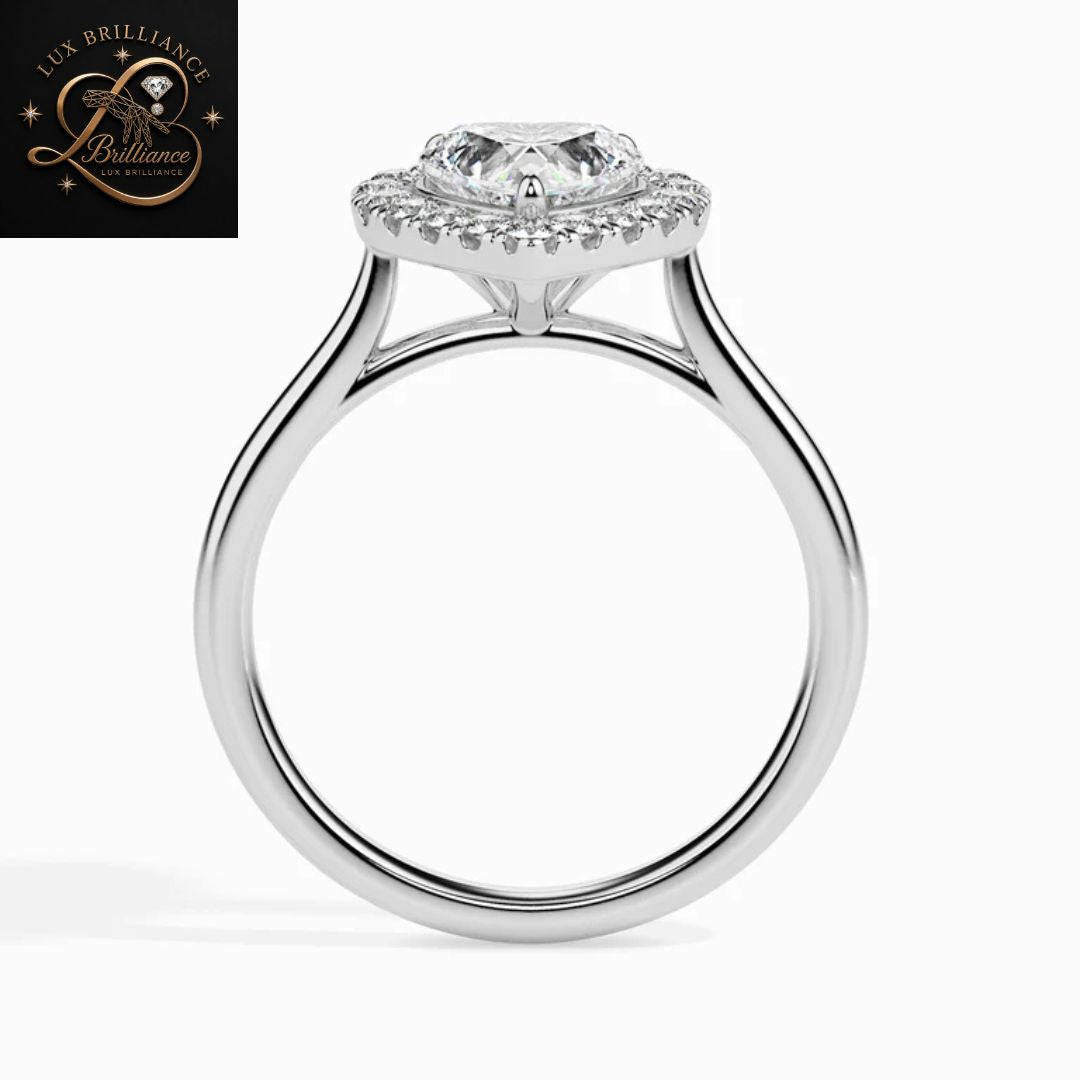 Heart Cut Diamond Halo Wedding Ring | 18K  Yellow Gold | Promise Ring| gift for her