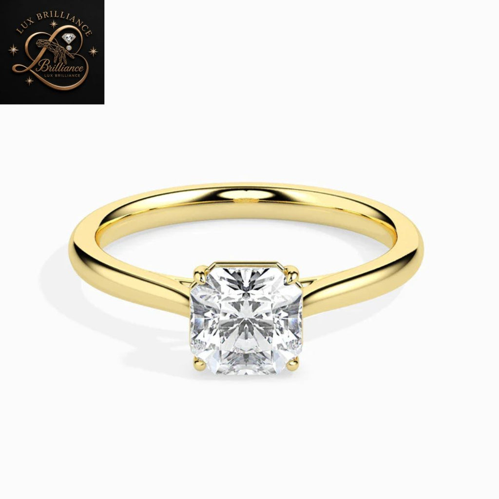 Cushion Cut Diamond Solitaire Engagement Ring| 18K Yellow Gold or White Gold  surprise ring for her