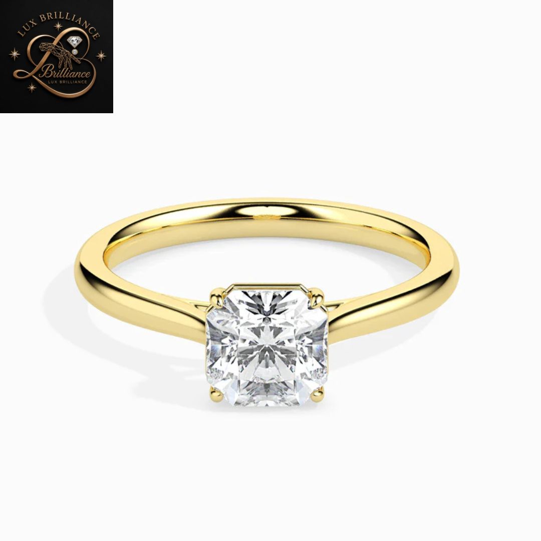 Cushion Cut Diamond Solitaire Engagement Ring| 18K Yellow Gold or White Gold  surprise ring for her