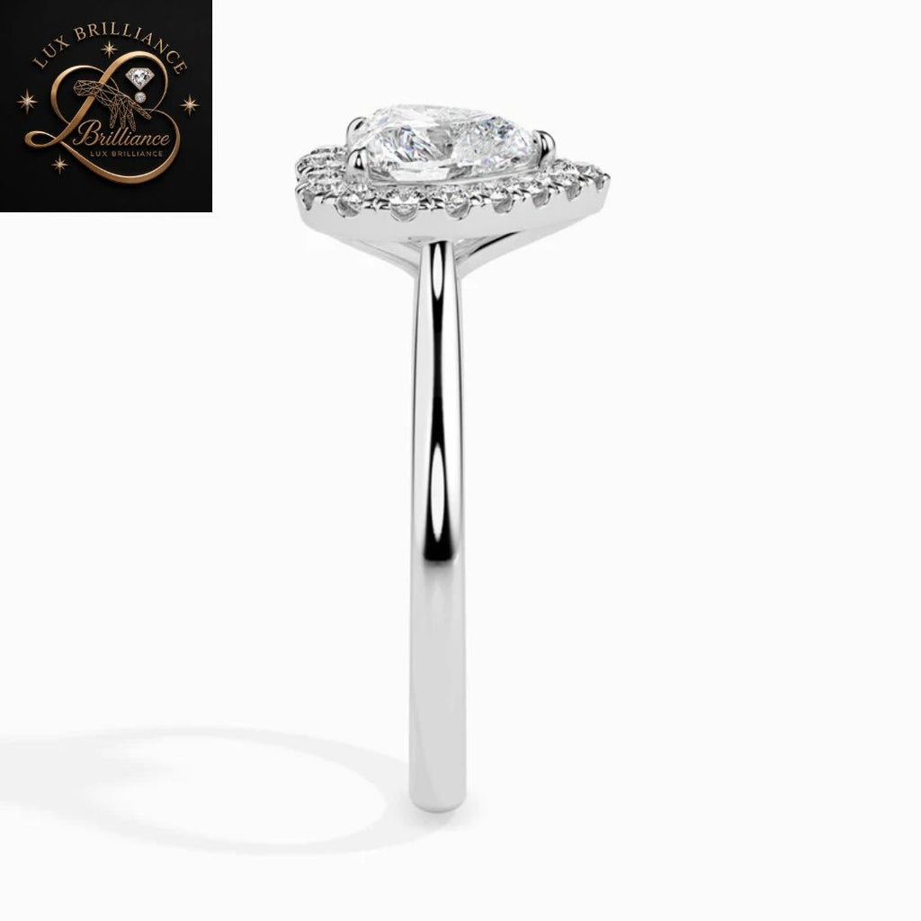 Heart Cut Diamond Halo Wedding Ring | 18K  Yellow Gold | Promise Ring| gift for her