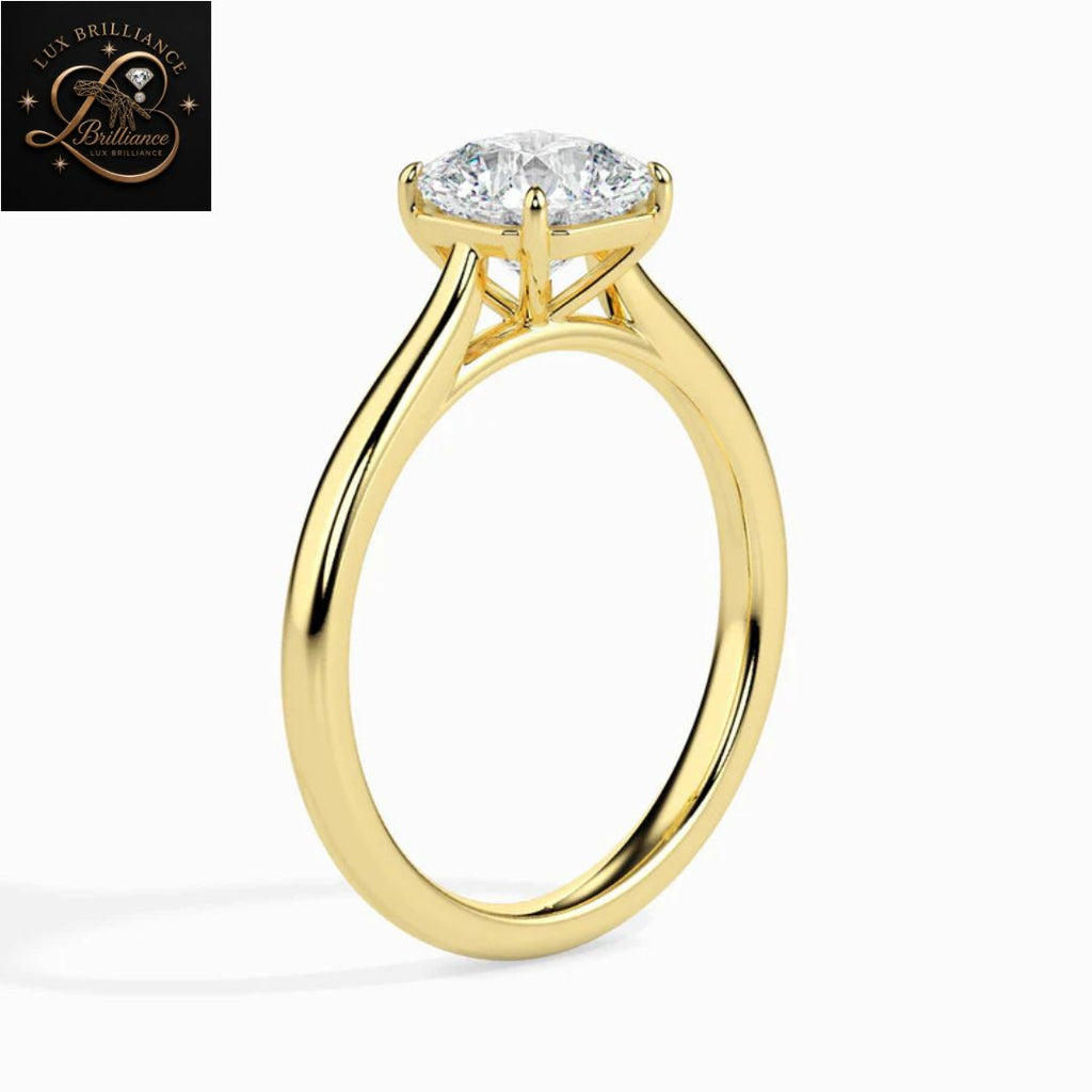 Cushion Cut Diamond Solitaire Engagement Ring| 18K Yellow Gold or White Gold  surprise ring for her