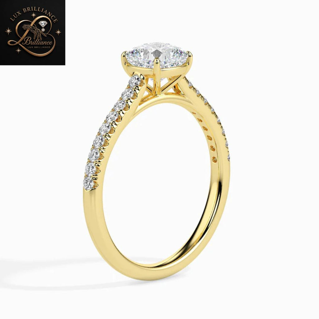 Cushion Cut Diamond Bridal Ring | 18K  Yellow Gold Promise Ring | Gift For Her