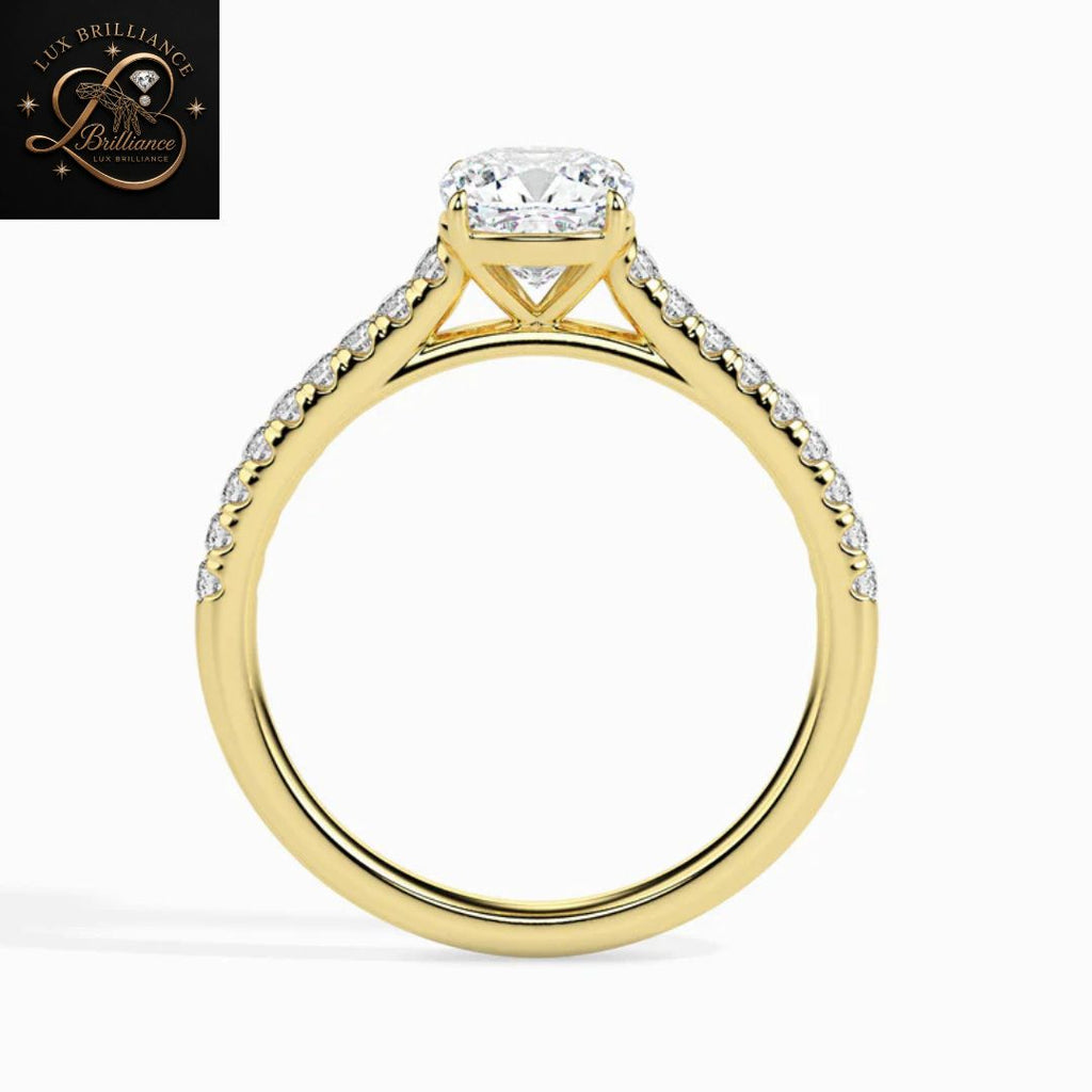 Cushion Cut Diamond Bridal Ring | 18K  Yellow Gold Promise Ring | Gift For Her