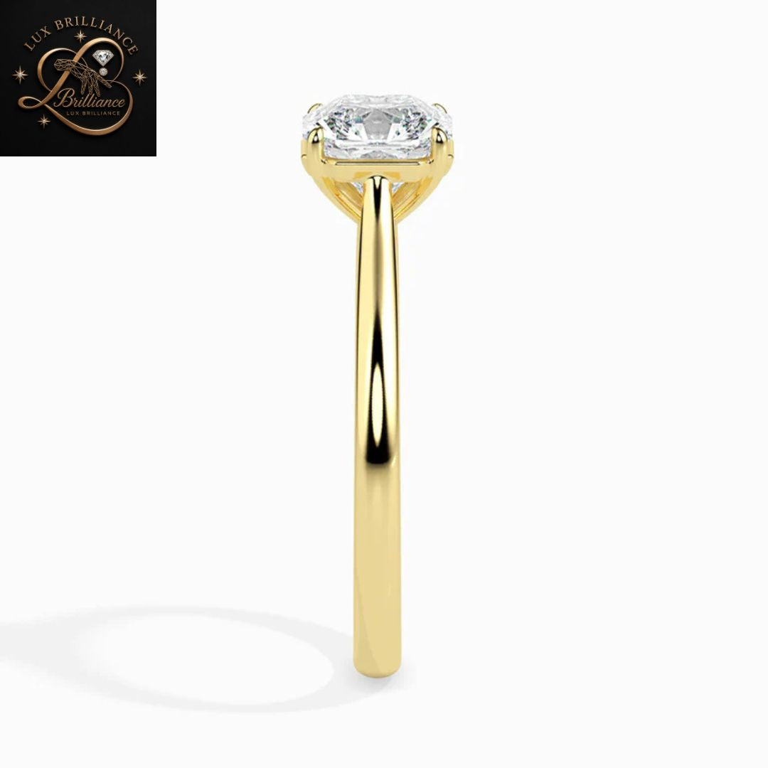 Cushion Cut Diamond Solitaire Engagement Ring| 18K Yellow Gold or White Gold  surprise ring for her