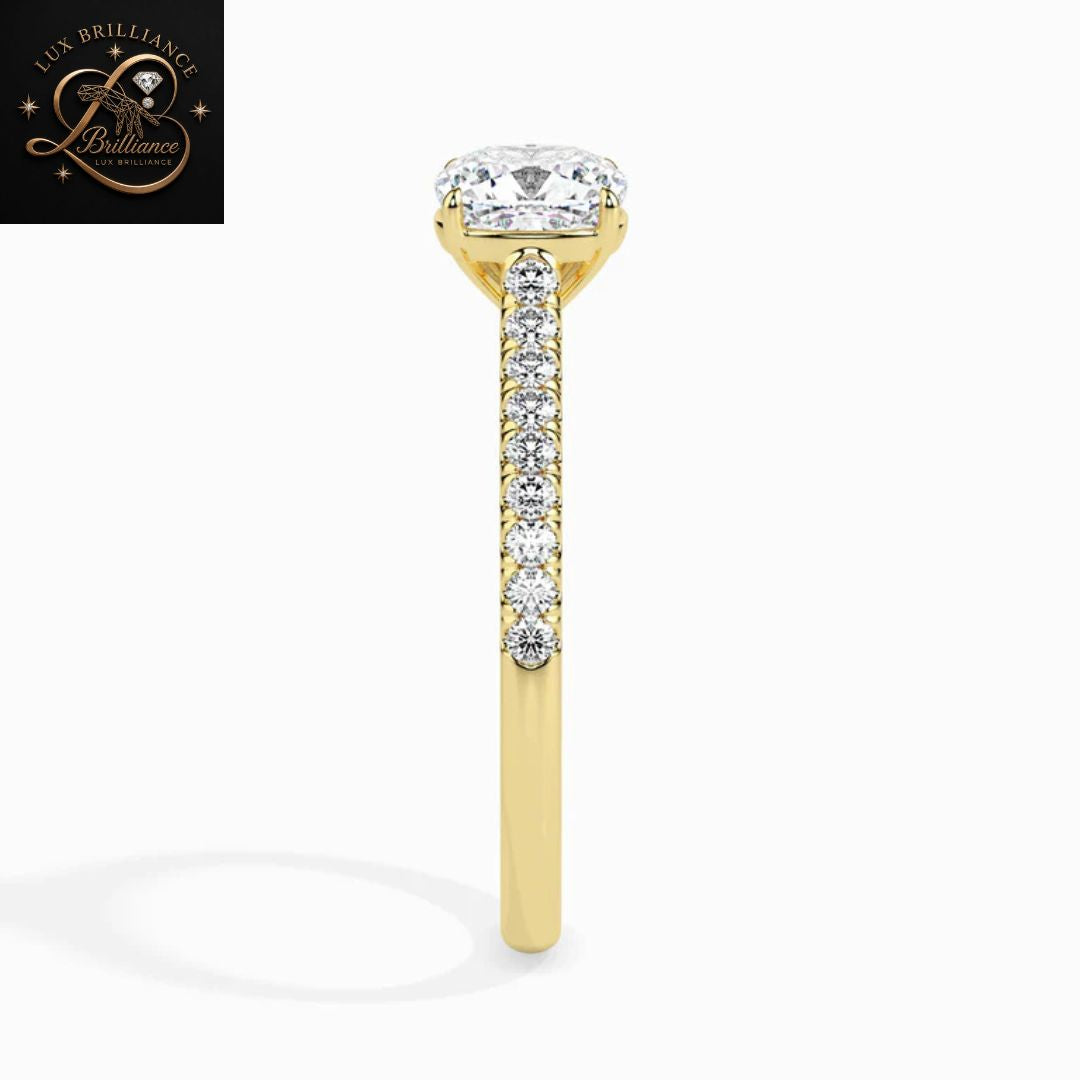Cushion Cut Diamond Bridal Ring | 18K  Yellow Gold Promise Ring | Gift For Her