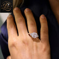 Unique Radiant Cut Diamond Three Stone Engagement Ring with Brilliant Cut Trapezoid Side Stones | 18K White Gold Ring
