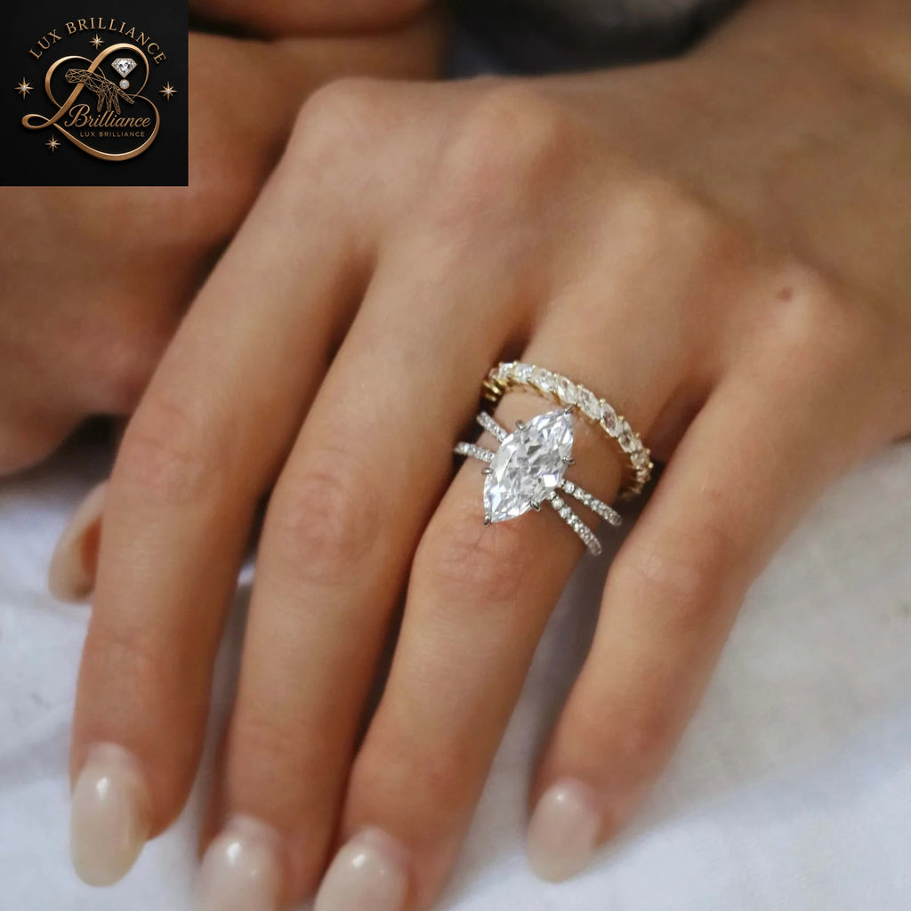 14k Yellow Gold Marquise Cut Diamond Engagement Ring | Wedding  Anniversary Gift Ring For Her