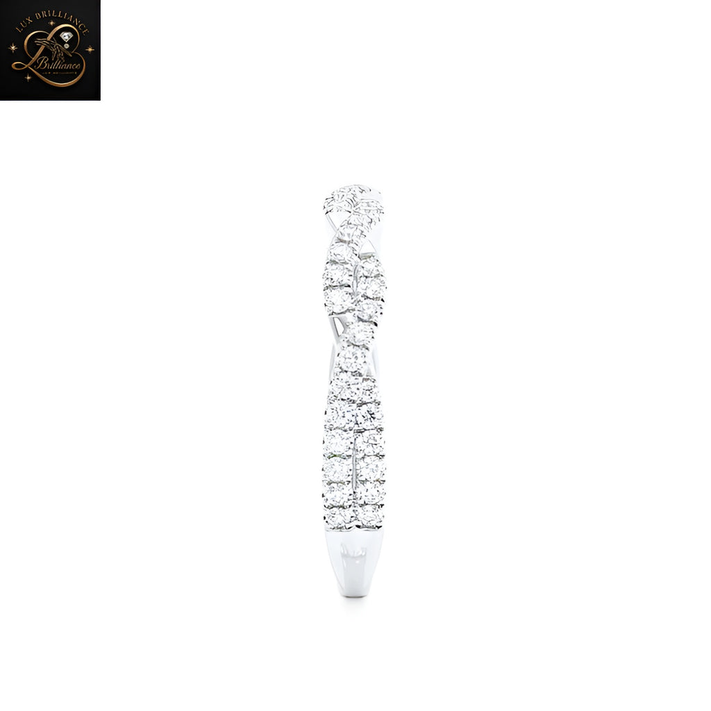 Round Cut Twisted Vine Pave Band | White Gold Lab Diamond Elegant Eternity Band | Gift For Her