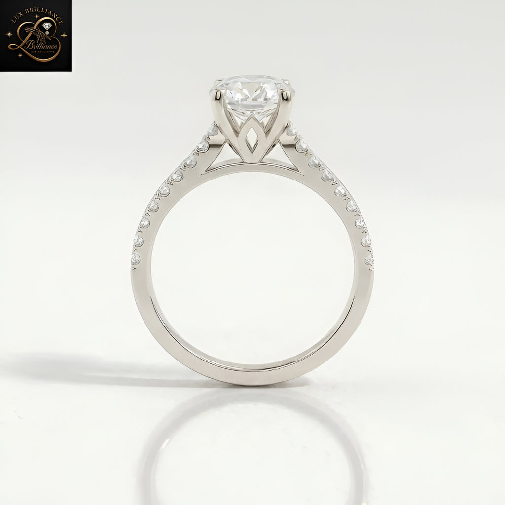 2CT Round Cut Solitaire Engagement Ring | 18K Lab Ground 4 Prong - Pave Diamond Ring | Gift For Her (Copy)