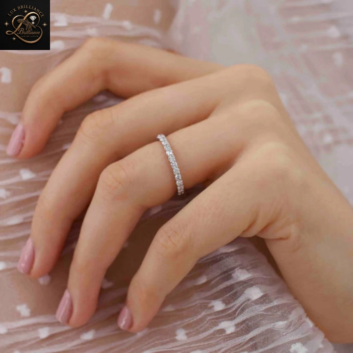 18k Yellow Gold Diamond Pave Eternity Band | Micro Pave Wedding Ring | Gift For Her