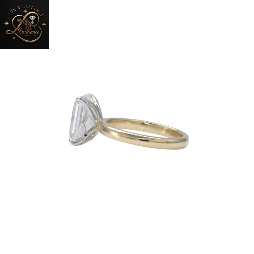 Elongated Emerald Cut Diamond Solitaire Ring | Engagement Diamond Solitaire Ring