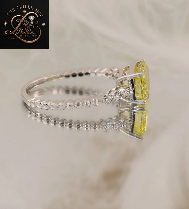 Emerald Cut Lab Grown Diamond Solitaire Ring | 4 Prong Yellow Gold Ring